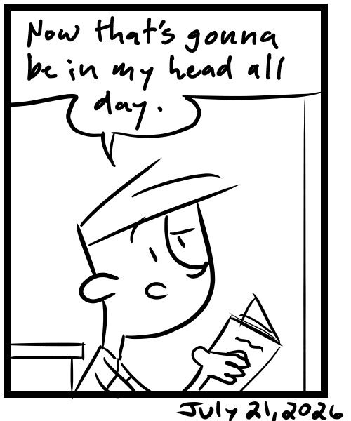 A four-panel comic about a person listening to the cartoon Battle of the Planets music play - Panel 4
