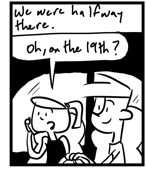 A four-panel comic about people driving in a car and finding out the dentist appointment is on a different day - Panel 3