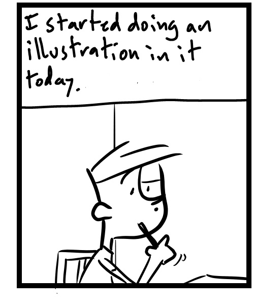 A four-panel comic about a person illustrating using Inkscape - Panel 3