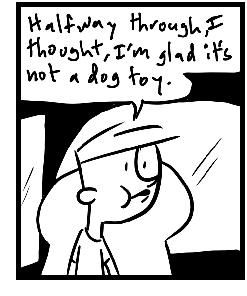 A four-panel comic about people driving in a car after one had a root canal - Panel 3