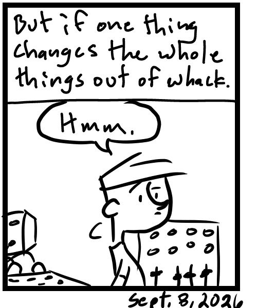 A four-panel comic about a person trying to figure out the sound on a sound system - Panel 4