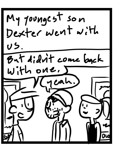 A four-panel comic about people talking after leaving a movie - Panel 2