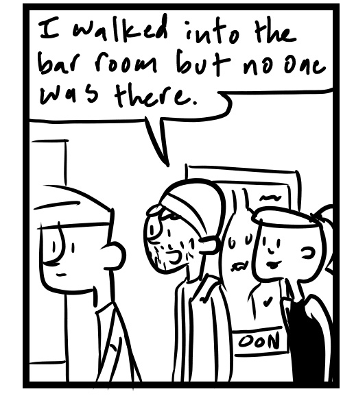 A four-panel comic about people talking after leaving a movie - Panel 3