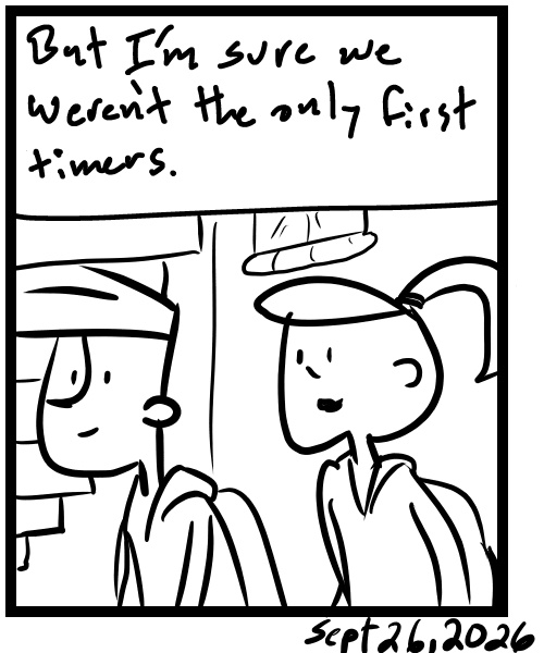 A four-panel comic about people watching a band perform at a basement house show - Panel 4