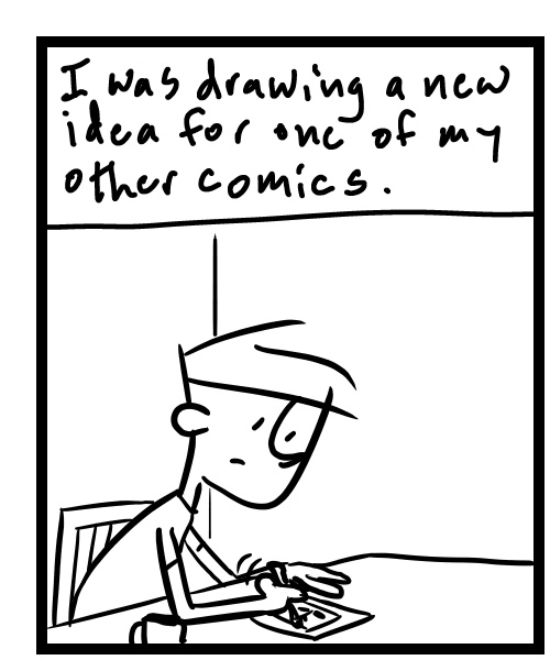 A four-panel comic about a person trying to draw but feels congested - Panel 1