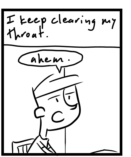 A four-panel comic about a person trying to draw but feels congested - Panel 2
