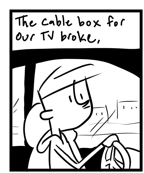 A four-panel comic about a person getting stuck in traffic - Panel 1