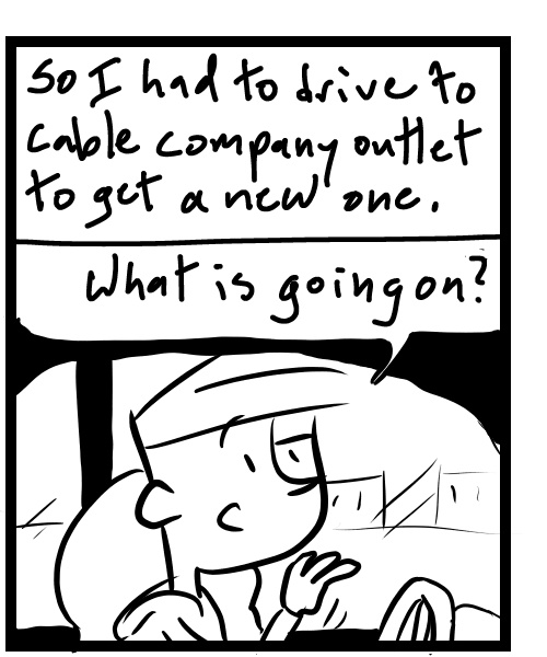 A four-panel comic about a person getting stuck in traffic - Panel 2