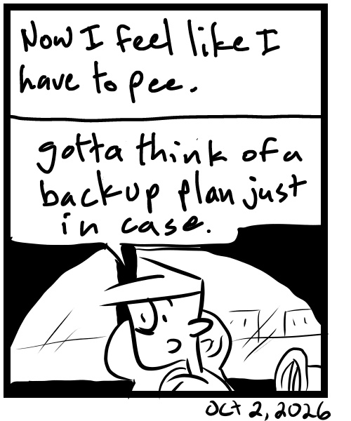 A four-panel comic about a person getting stuck in traffic - Panel 4