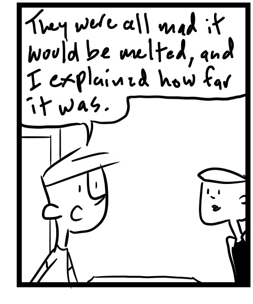 A four-panel comic about people discussing an upset Uber Eats customer - Panel 3